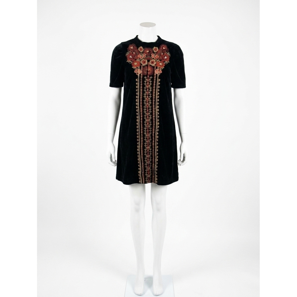 NEW THML velvet embroidered dress in black